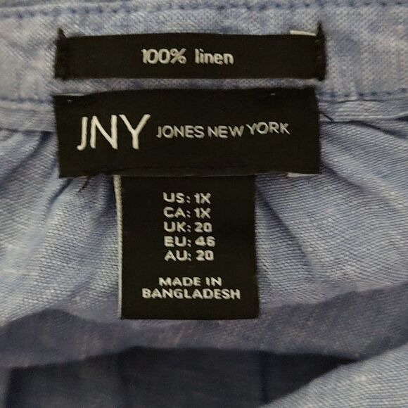 JNY Jones New York blue 100% linen tunic top  Sz 1X - Picture 5 of 5